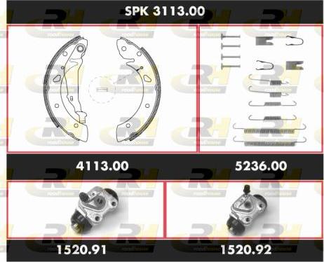 Roadhouse SPK 3113.00 - Комплект тормозных колодок, барабанные autospares.lv