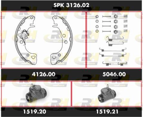 Roadhouse SPK 3126.02 - Комплект тормозных колодок, барабанные autospares.lv