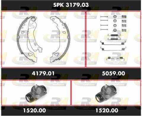 Roadhouse SPK 3179.03 - Комплект тормозных колодок, барабанные autospares.lv