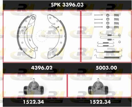 Roadhouse SPK 3396.03 - Комплект тормозных колодок, барабанные autospares.lv