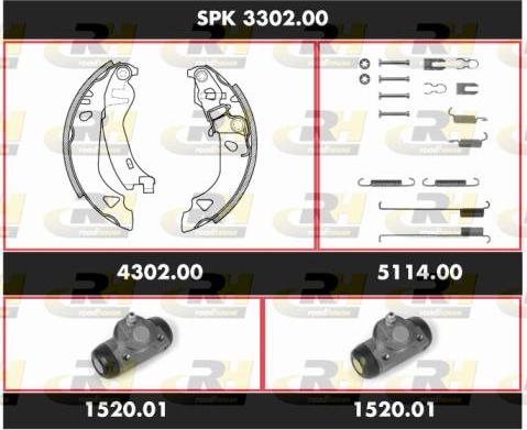 Roadhouse SPK 3302.00 - Комплект тормозных колодок, барабанные autospares.lv