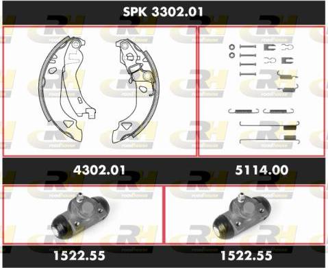 Roadhouse SPK 3302.01 - Комплект тормозных колодок, барабанные autospares.lv