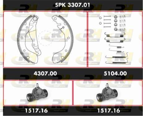 Roadhouse SPK 3307.01 - Комплект тормозных колодок, барабанные autospares.lv