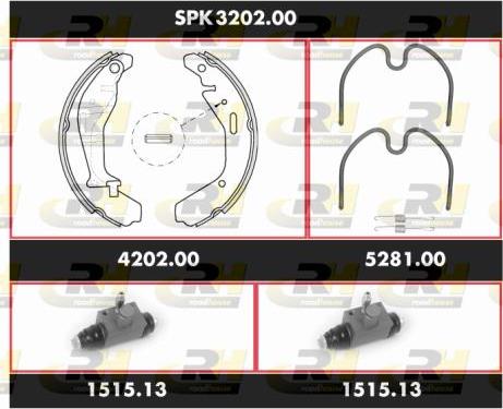 Roadhouse SPK 3202.00 - Комплект тормозных колодок, барабанные autospares.lv