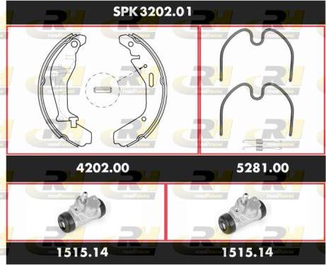 Roadhouse SPK 3202.01 - Комплект тормозных колодок, барабанные autospares.lv