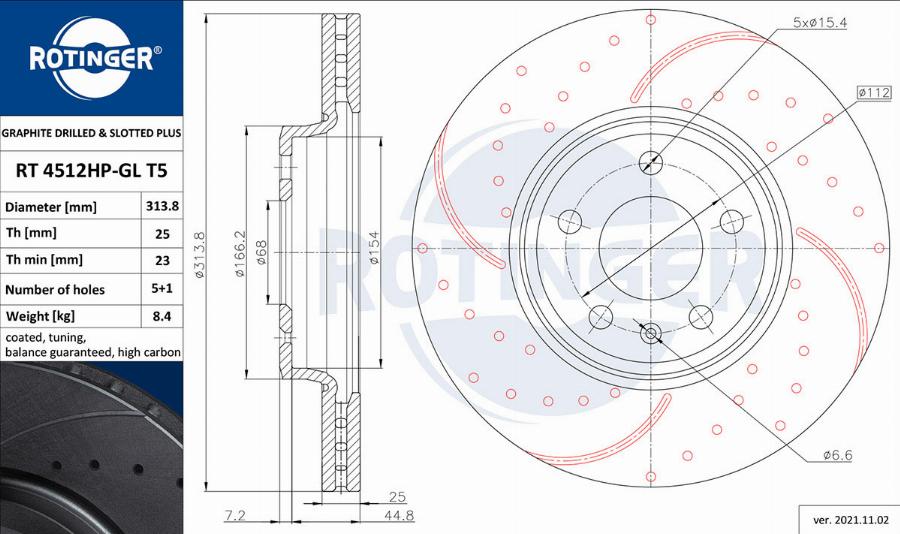 Rotinger RT 4512HP-GL T5 - Тормозной диск autospares.lv