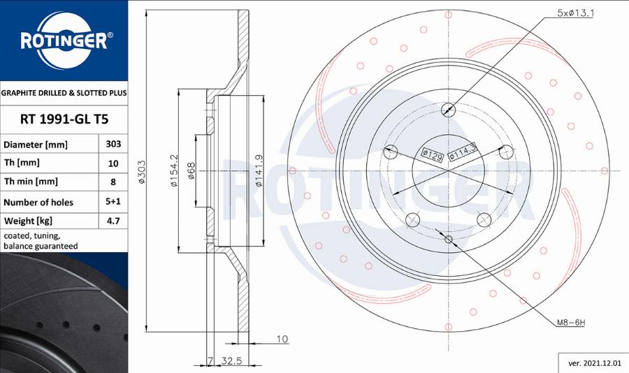 Rotinger RT 1991-GL T5 - Тормозной диск autospares.lv