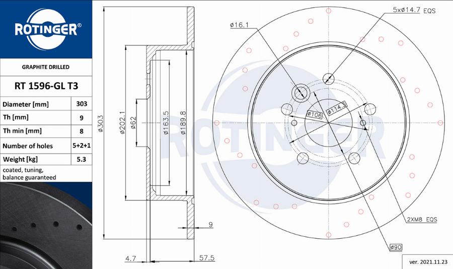 Rotinger RT 1596-GL T3 - Тормозной диск autospares.lv