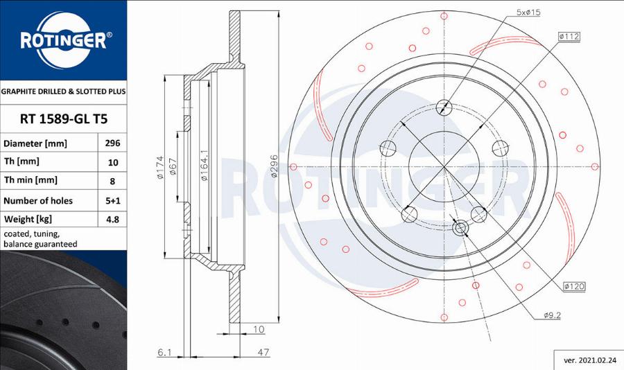 Rotinger RT 1589-GL T5 - Тормозной диск autospares.lv