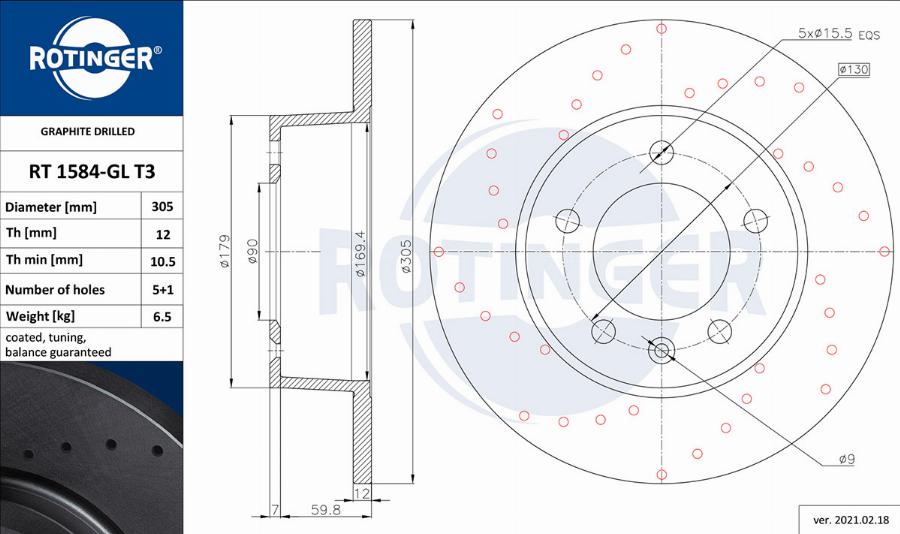 Rotinger RT 1584-GL T3 - Тормозной диск autospares.lv