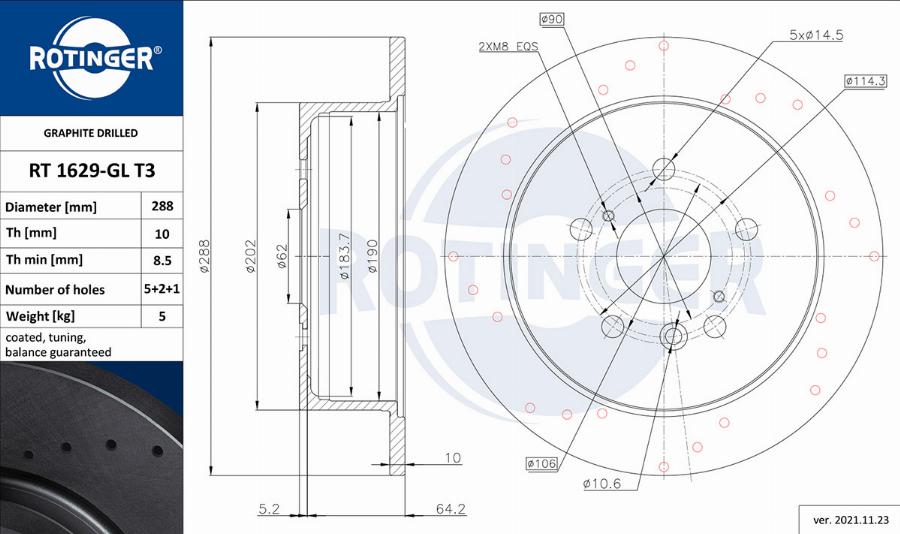 Rotinger RT 1629-GL T3 - Тормозной диск autospares.lv