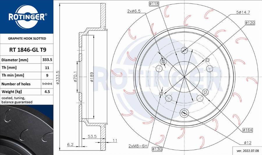 Rotinger RT 1846-GL T9 - Тормозной диск autospares.lv