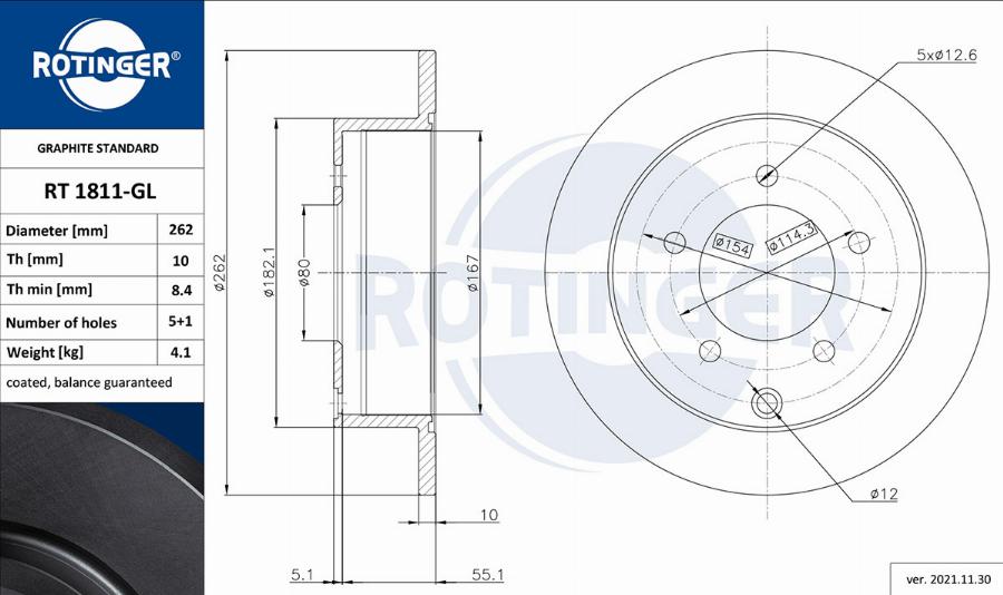 Rotinger RT 1811-GL - Тормозной диск autospares.lv