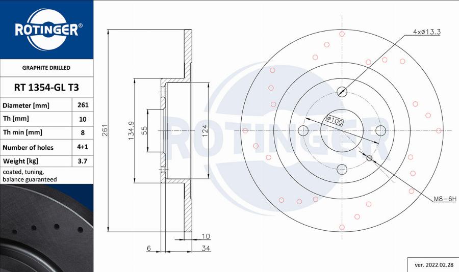 Rotinger RT 1354-GL T3 - Тормозной диск autospares.lv