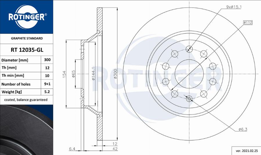 Rotinger RT 12035-GL - Тормозной диск autospares.lv