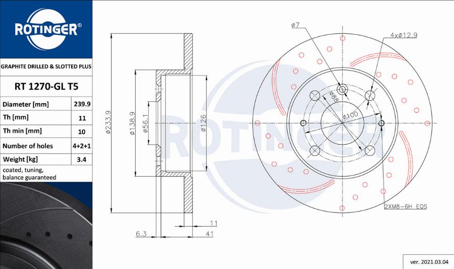 Rotinger RT 1270-GL T5 - Тормозной диск autospares.lv