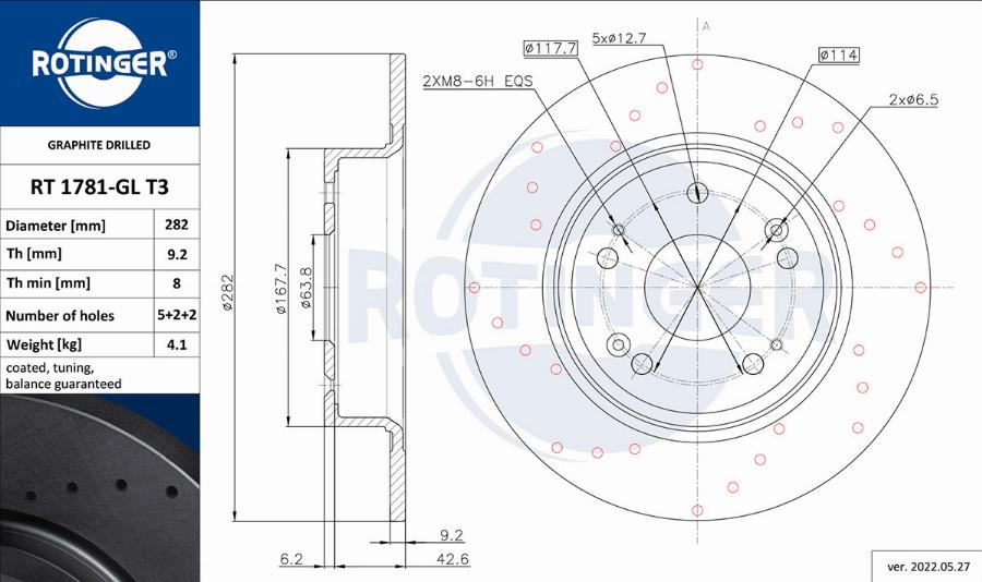 Rotinger RT 1781-GL T3 - Тормозной диск autospares.lv