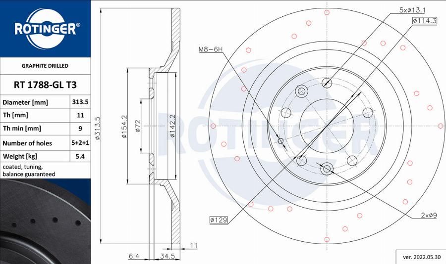 Rotinger RT 1788-GL T3 - Тормозной диск autospares.lv