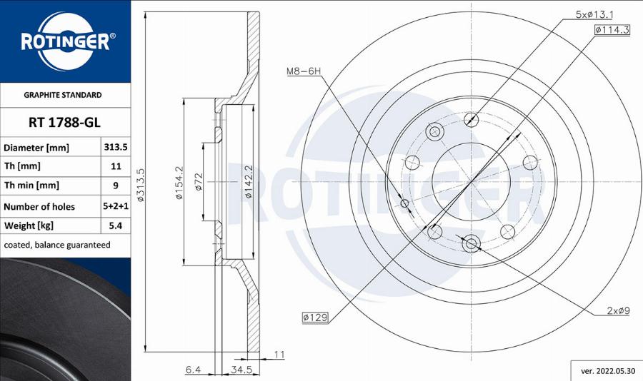 Rotinger RT 1788-GL - Тормозной диск autospares.lv