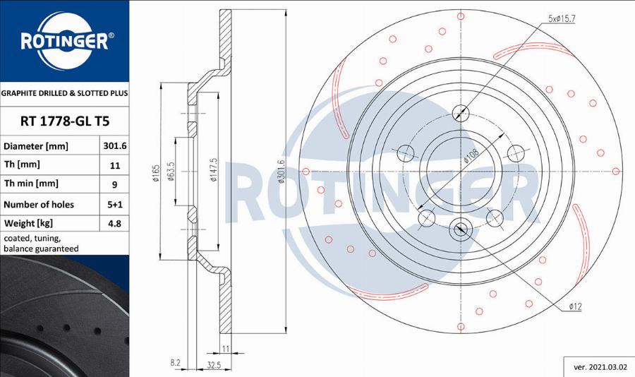 Rotinger RT 1778-GL T5 - Тормозной диск autospares.lv