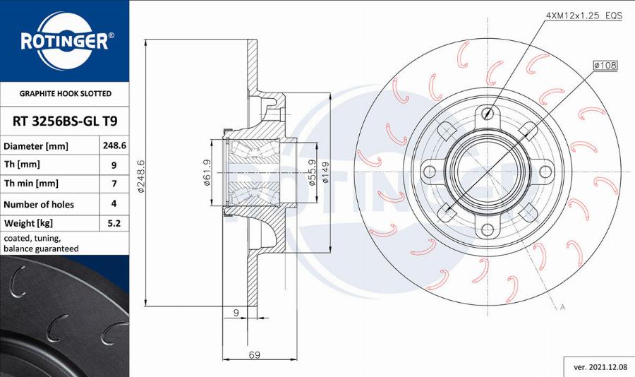 Rotinger RT 3256BS-GL T9 - Тормозной диск autospares.lv