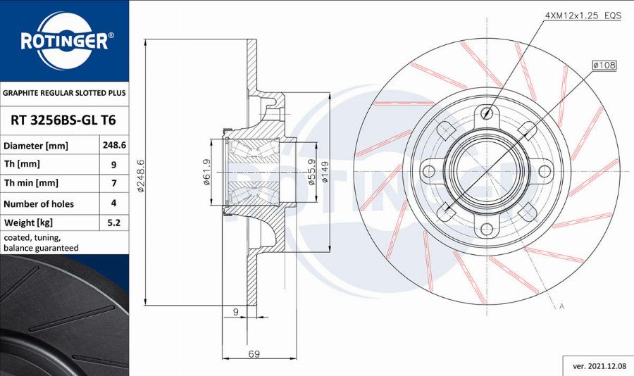 Rotinger RT 3256BS-GL T6 - Тормозной диск autospares.lv