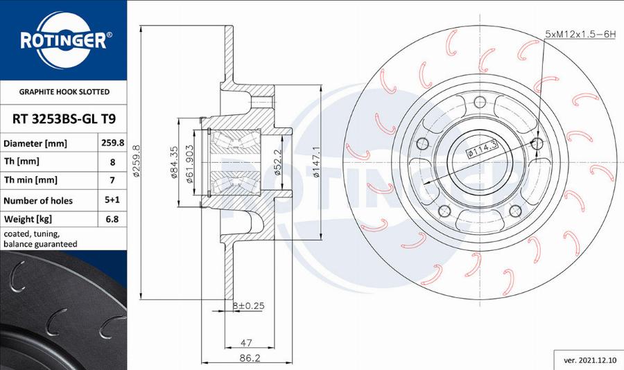 Rotinger RT 3253BS-GL T9 - Тормозной диск autospares.lv