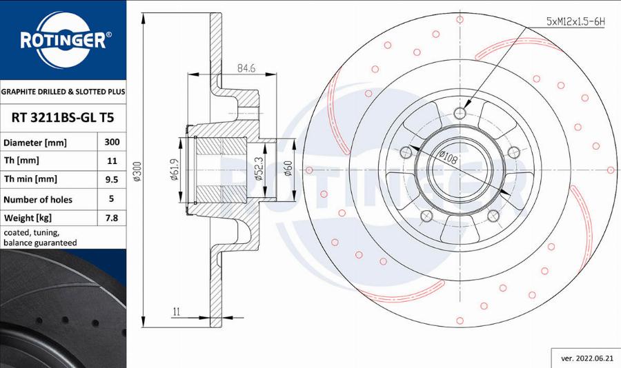 Rotinger RT 3211BS-GL T5 - Тормозной диск autospares.lv