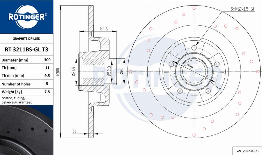 Rotinger RT 3211BS-GL T3 - Тормозной диск autospares.lv