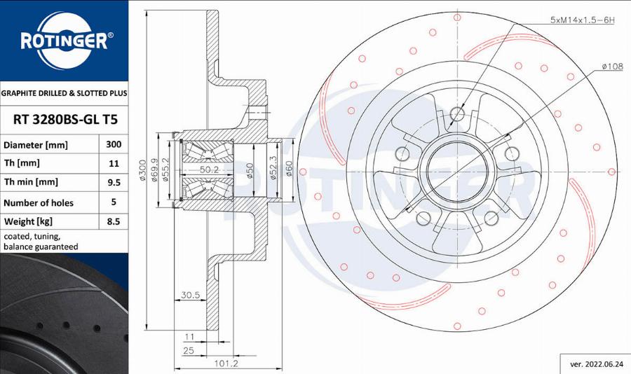 Rotinger RT 3280BS-GL T5 - Тормозной диск autospares.lv