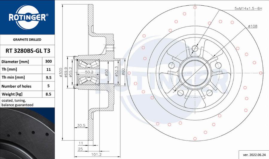 Rotinger RT 3280BS-GL T3 - Тормозной диск autospares.lv