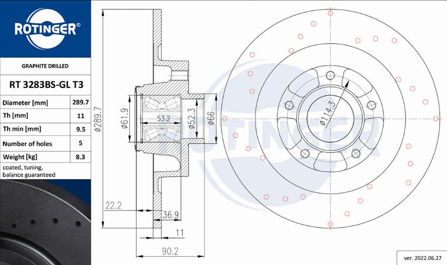 Rotinger RT 3283BS-GL T3 - Тормозной диск autospares.lv