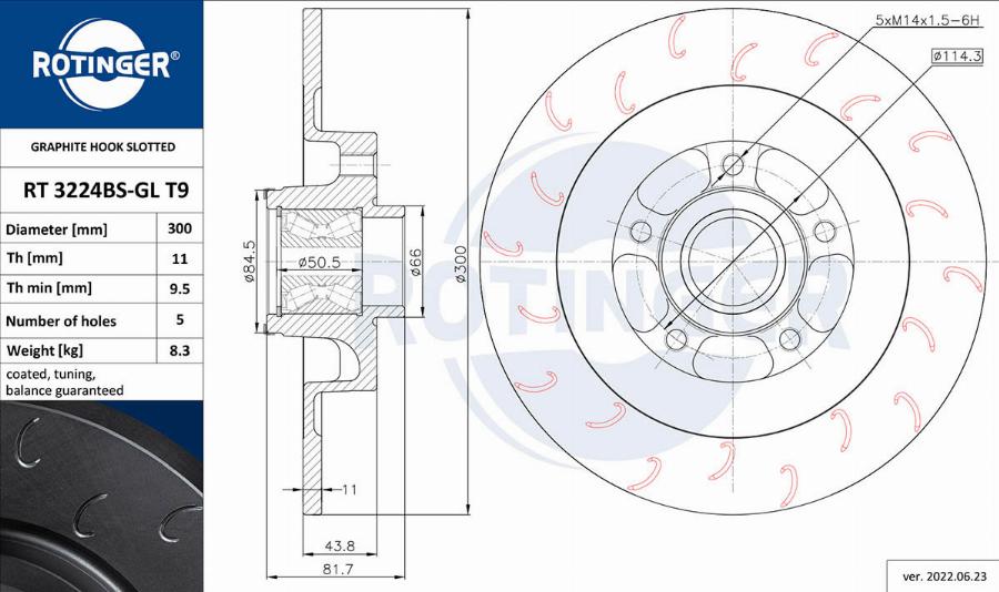 Rotinger RT 3224BS-GL T9 - Тормозной диск autospares.lv