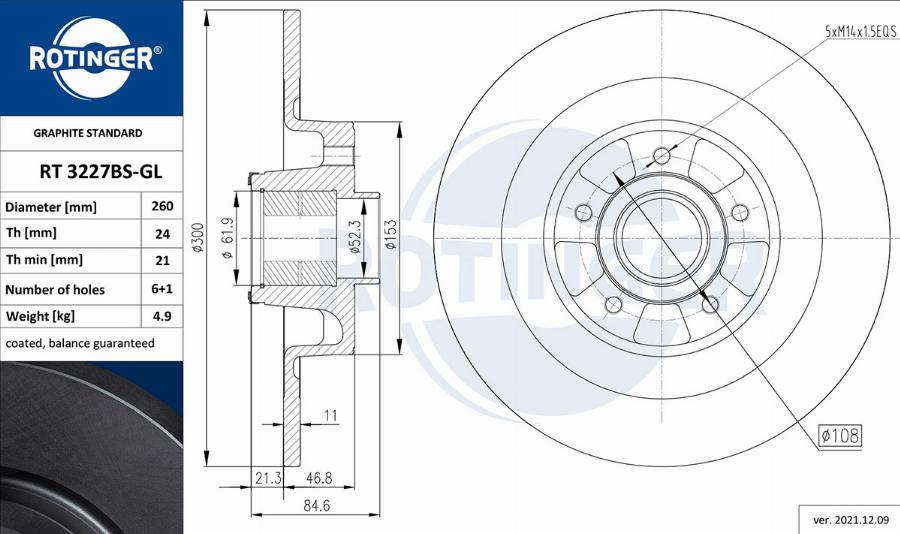 Rotinger RT 3227BS-GL - Тормозной диск autospares.lv