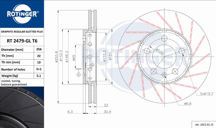 Rotinger RT 2479-GL T6 - Тормозной диск autospares.lv