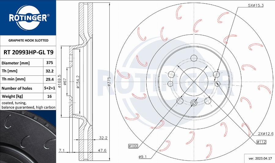 Rotinger RT 20993HP-GL T9 - Тормозной диск autospares.lv