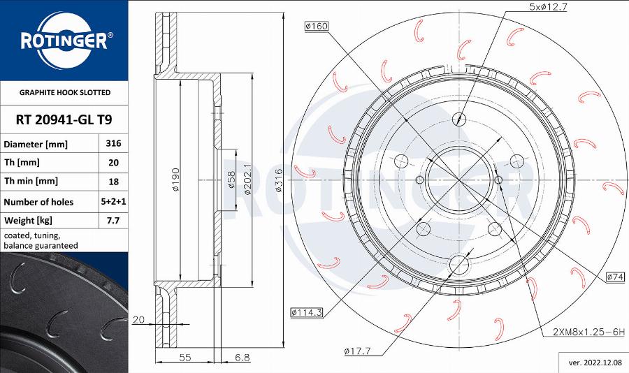 Rotinger RT 20941-GL T9 - Тормозной диск autospares.lv