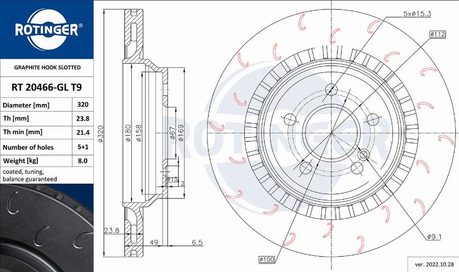 Rotinger RT 20466-GL T9 - Тормозной диск autospares.lv