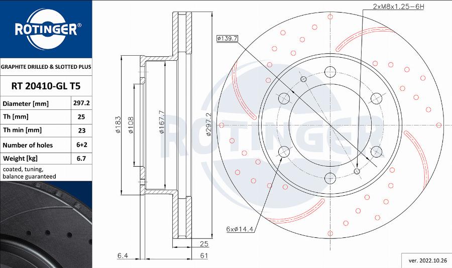 Rotinger RT 20410-GL T5 - Тормозной диск autospares.lv