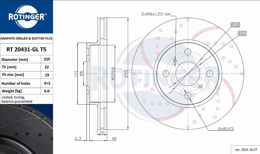 Rotinger RT 20431-GL T5 - Тормозной диск autospares.lv