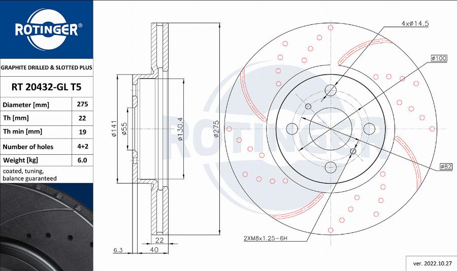 Rotinger RT 20432-GL T5 - Тормозной диск autospares.lv