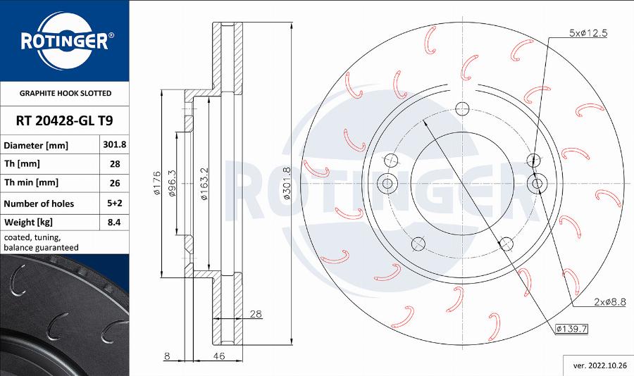 Rotinger RT 20428-GL T9 - Тормозной диск autospares.lv