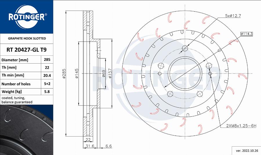 Rotinger RT 20427-GL T9 - Тормозной диск autospares.lv