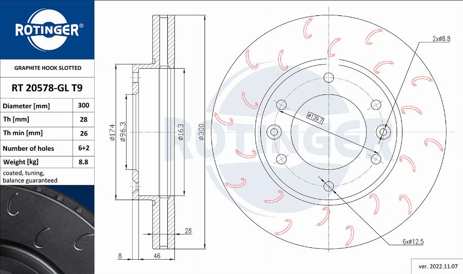 Rotinger RT 20578-GL T9 - Тормозной диск autospares.lv