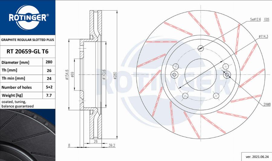 Rotinger RT 20659-GL T6 - Тормозной диск autospares.lv