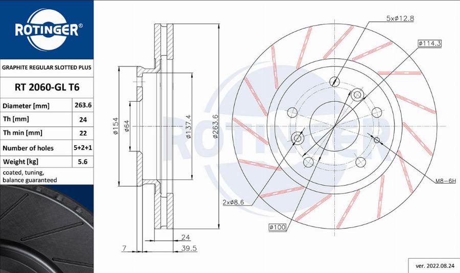 Rotinger RT 2060-GL T6 - Тормозной диск autospares.lv