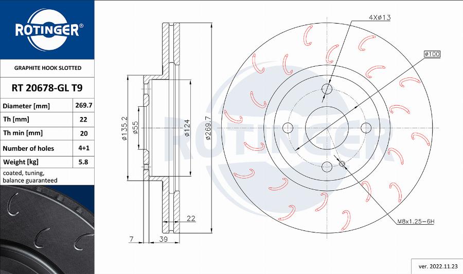 Rotinger RT 20678-GL T9 - Тормозной диск autospares.lv