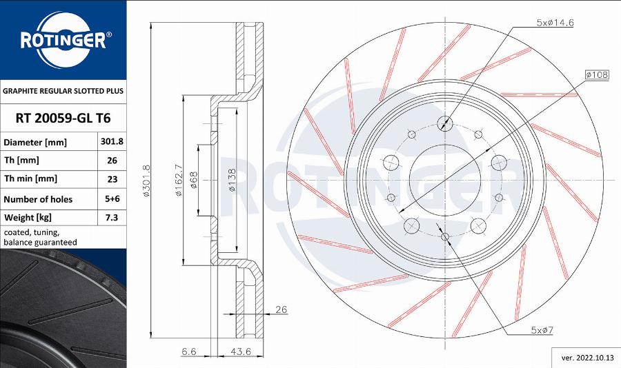 Rotinger RT 20059-GL T6 - Тормозной диск autospares.lv