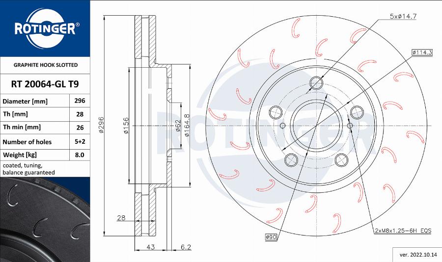 Rotinger RT 20064-GL T9 - Тормозной диск autospares.lv