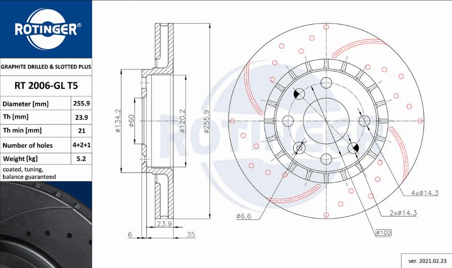 Rotinger RT 2006-GL T5 - Тормозной диск autospares.lv